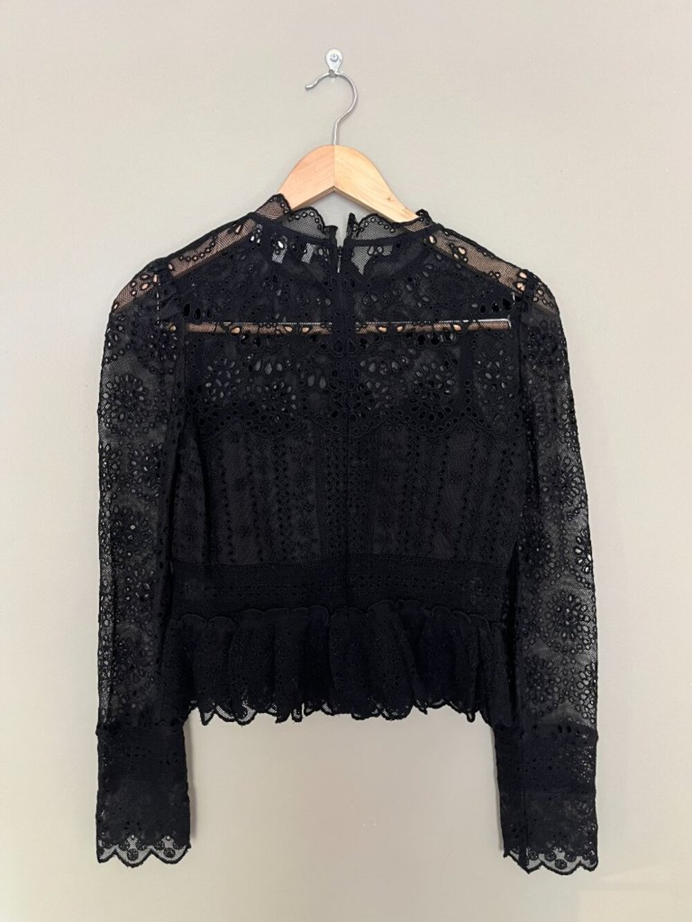 SEA Lainey Embroidered Lace Top Black Size 0 - Picture 4 of 4